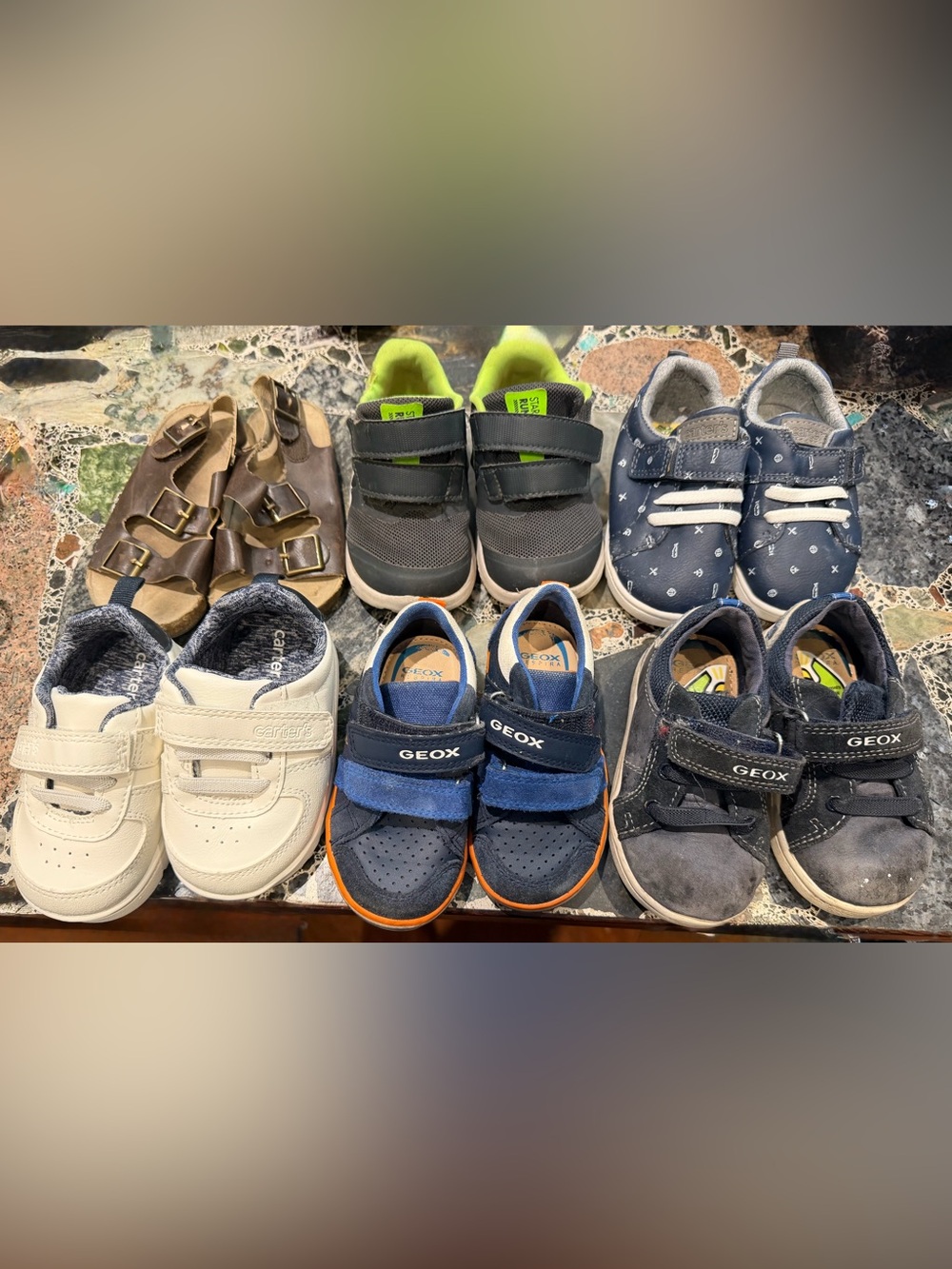 6 set Geox Kids Navy Blue Sneakers with Orange Accents size 4.5